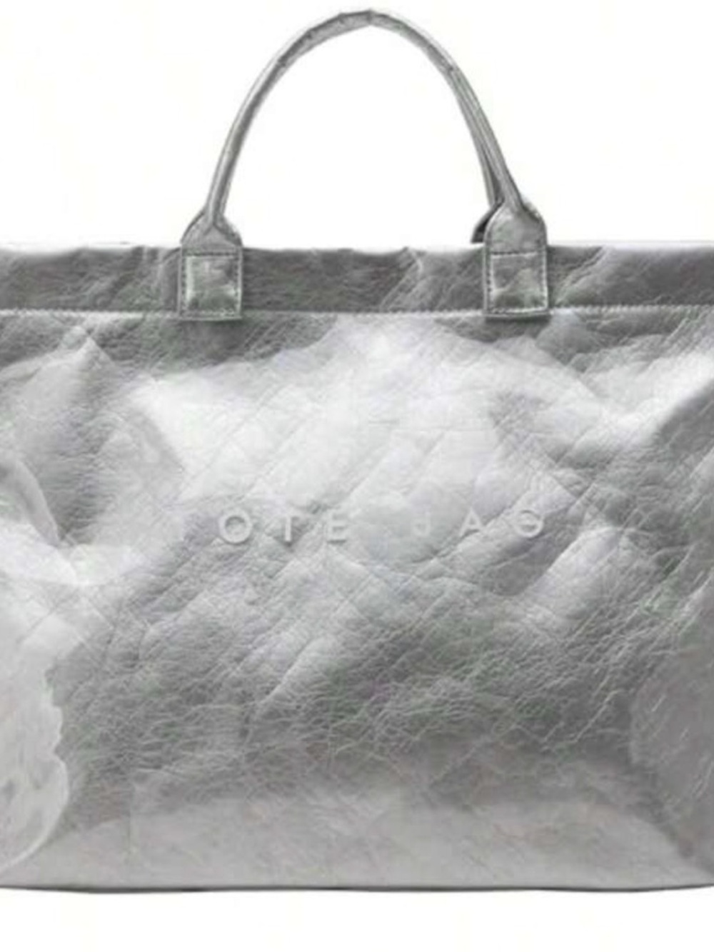 Quilted Tote Bag in Light Gray